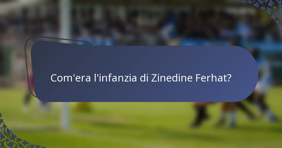 Com'era l'infanzia di Zinedine Ferhat?