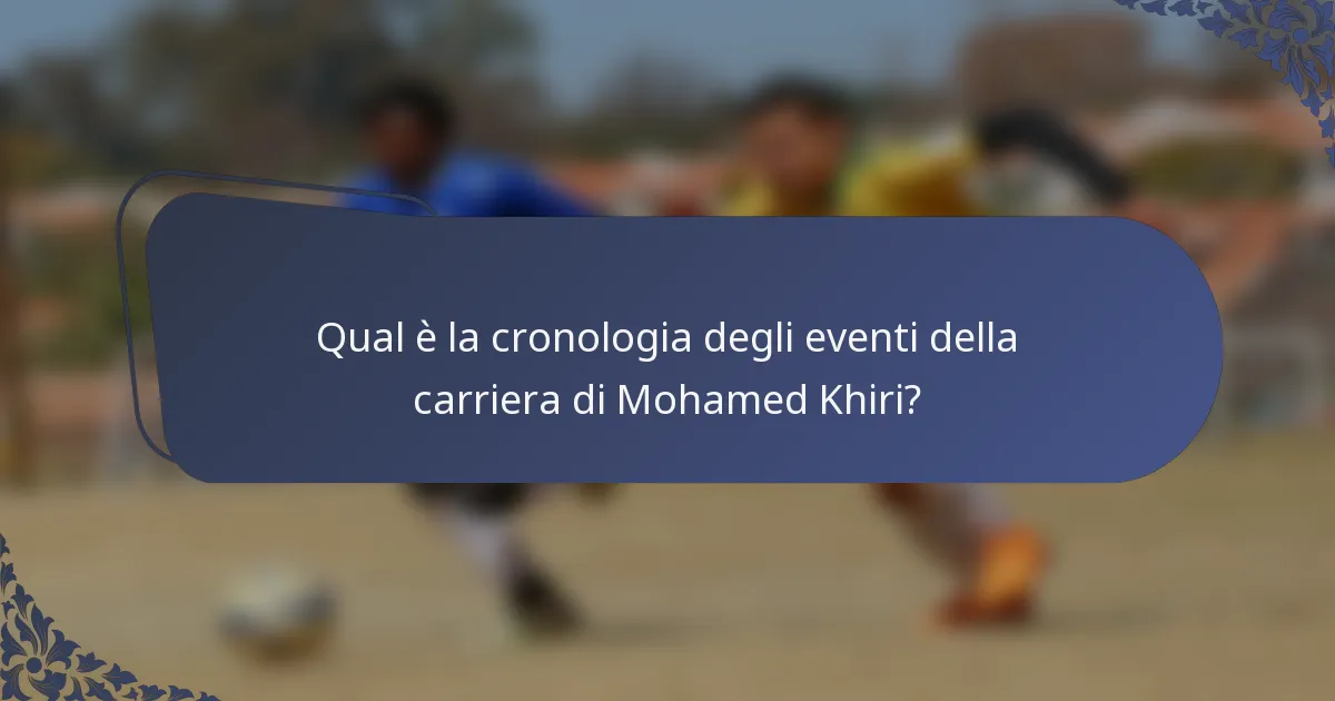 Qual è la cronologia degli eventi della carriera di Mohamed Khiri?