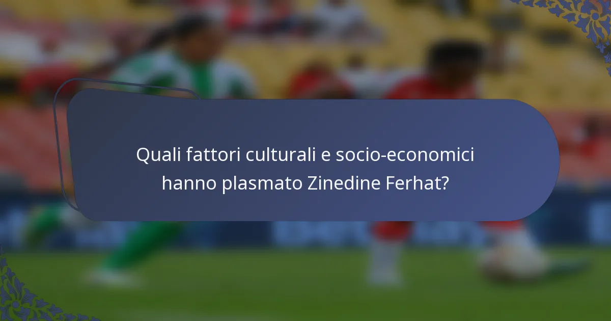 Quali fattori culturali e socio-economici hanno plasmato Zinedine Ferhat?